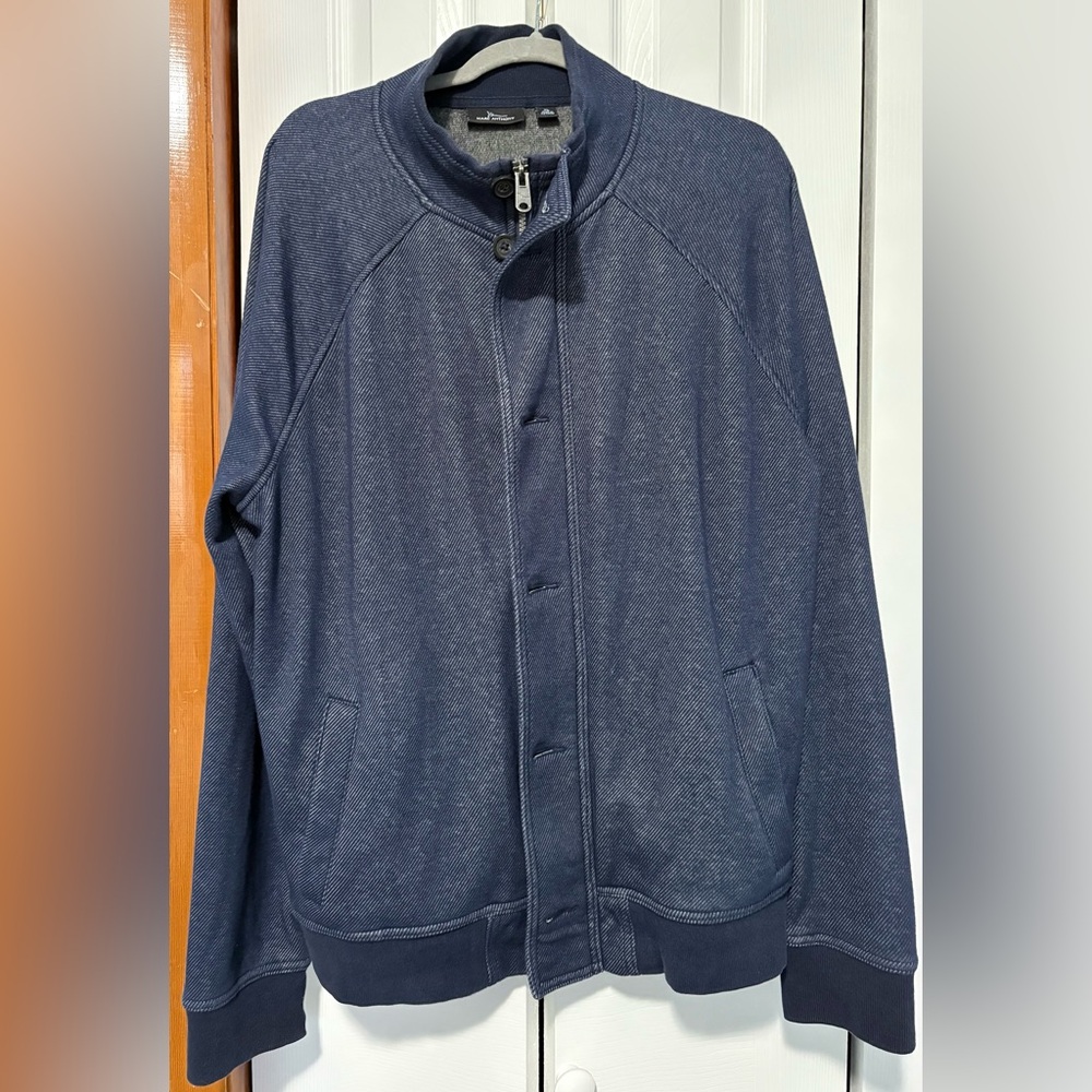 Men’s Marc Anthony Navy Blue Lightweight Zip up with Buttons